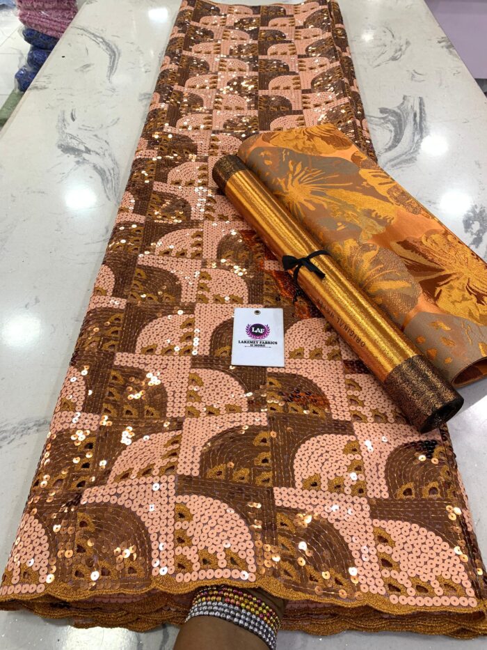 Sequined two tone handcut fabric - Image 2
